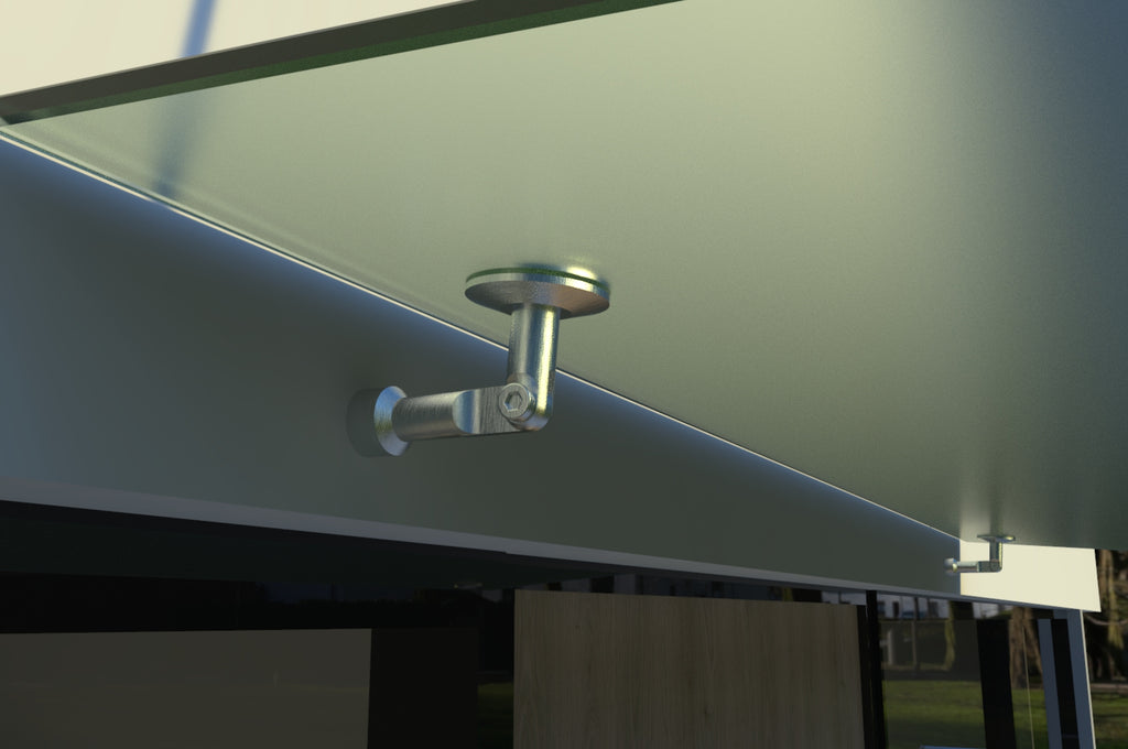 Tejadillo em Vidro Laminado de Segurança 13 mm com Suportes em Inox – Transparente, Escuro ou Satinado