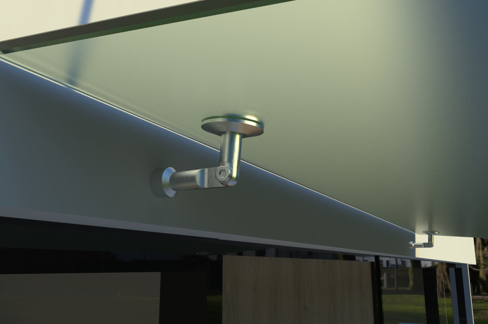 Tejadillo em Vidro Laminado de Segurança 13 mm com Suportes em Inox – Transparente, Escuro ou Satinado