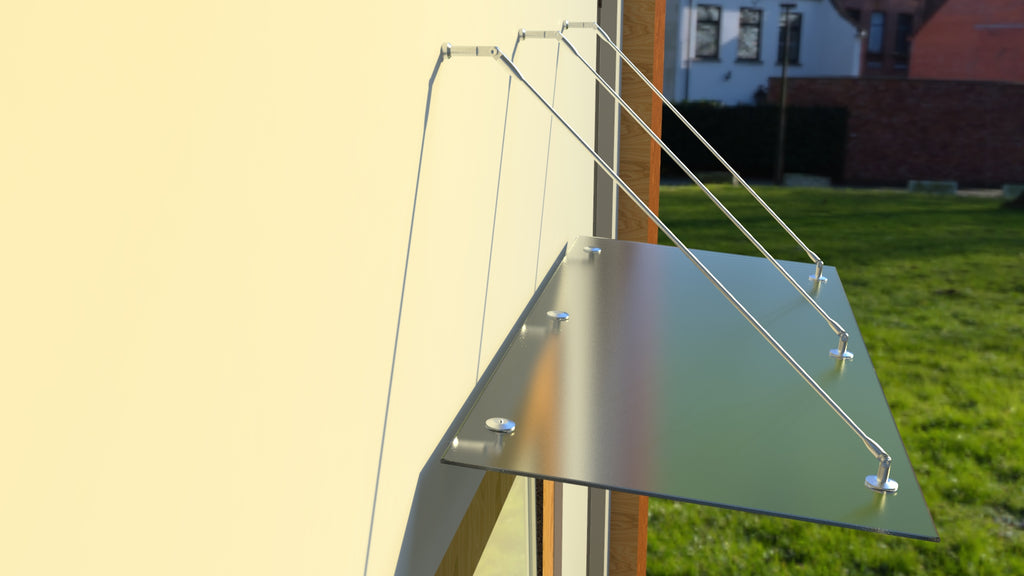 Tejadillo em Vidro Laminado de Segurança 13 mm com Suportes em Inox – Transparente, Escuro ou Satinado