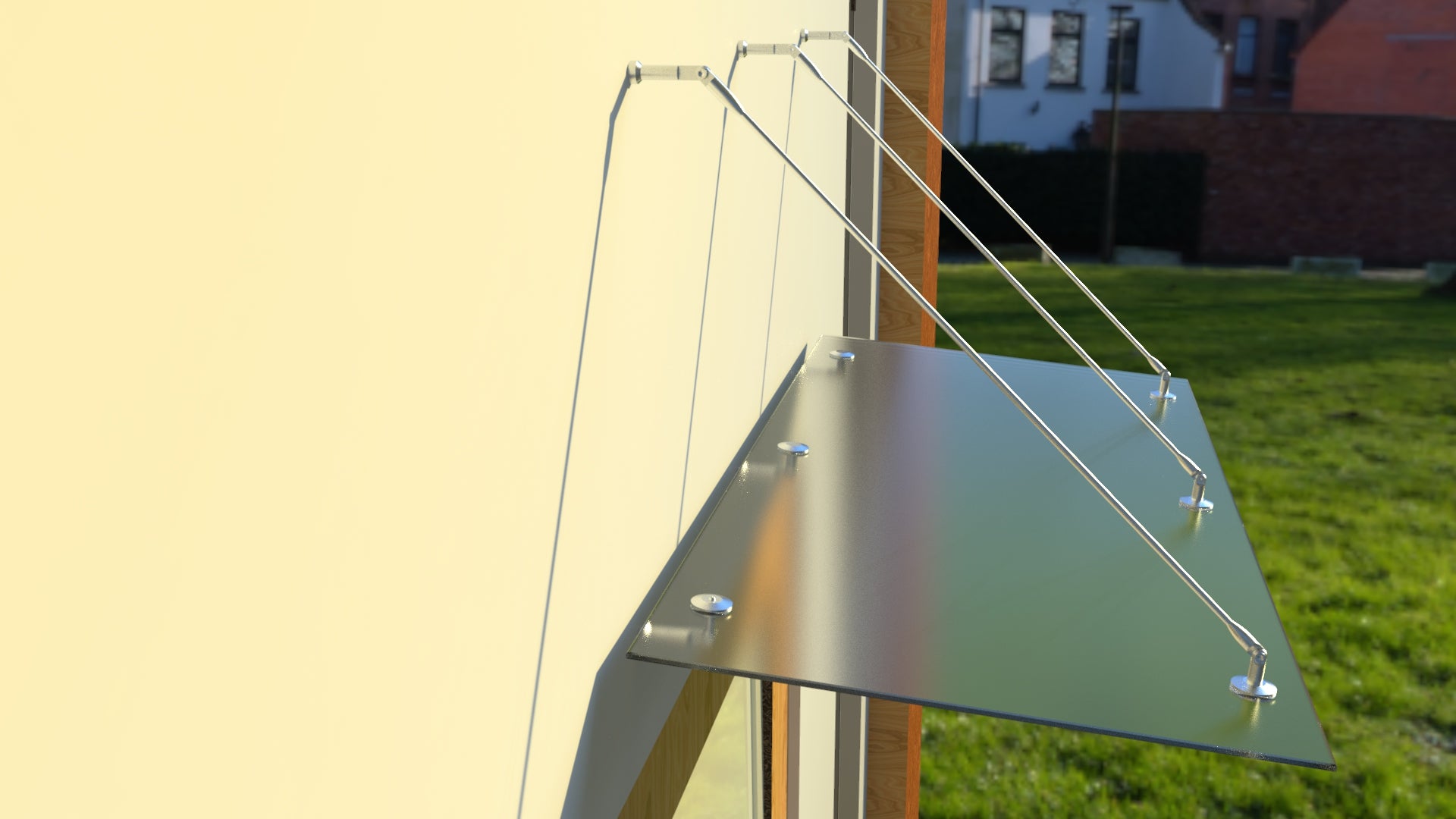 Tejadillo em Vidro Laminado de Segurança 13 mm com Suportes em Inox – Transparente, Escuro ou Satinado