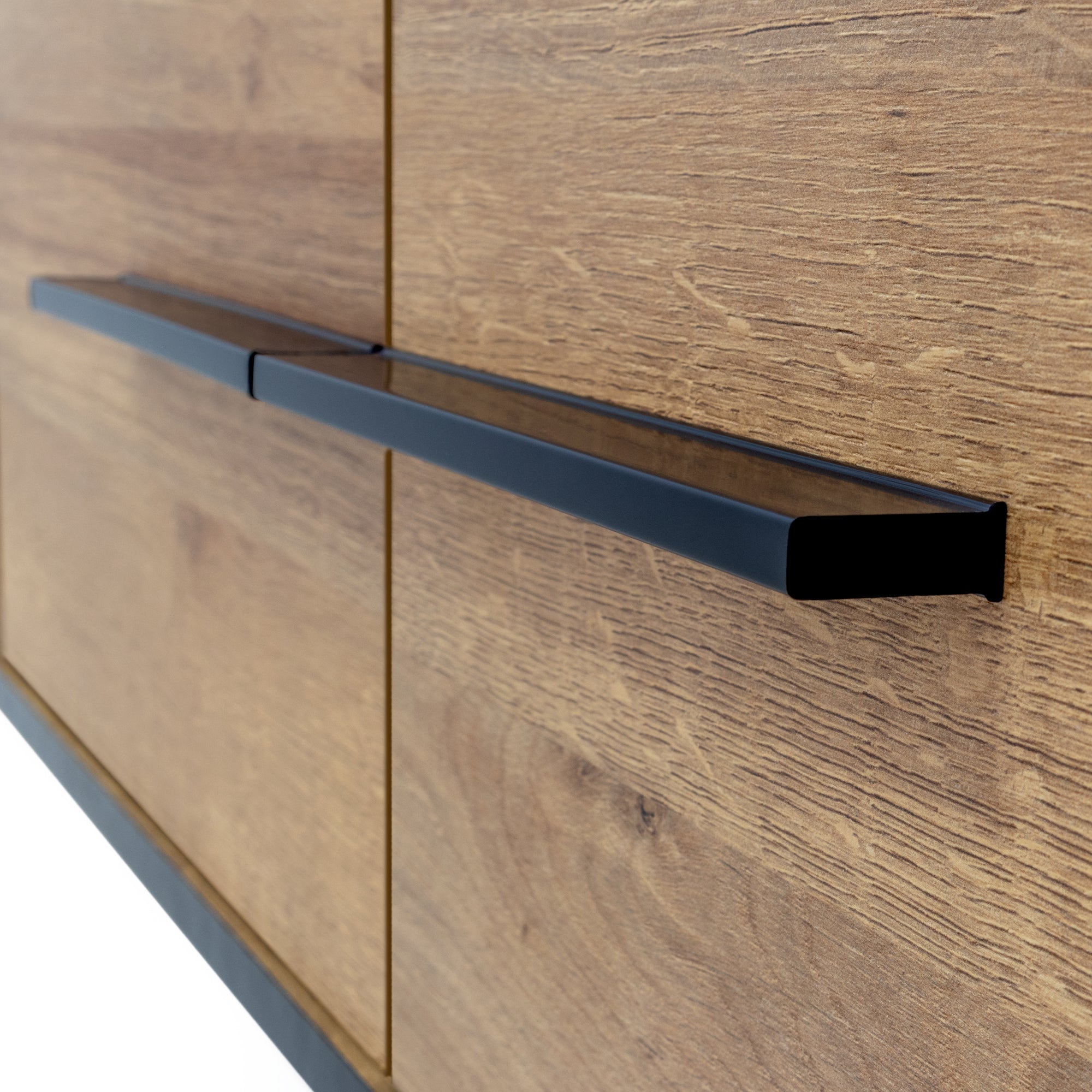 REIMS - Prateleira em Carvalho ou Nogueira com Estrutura Preta | W1