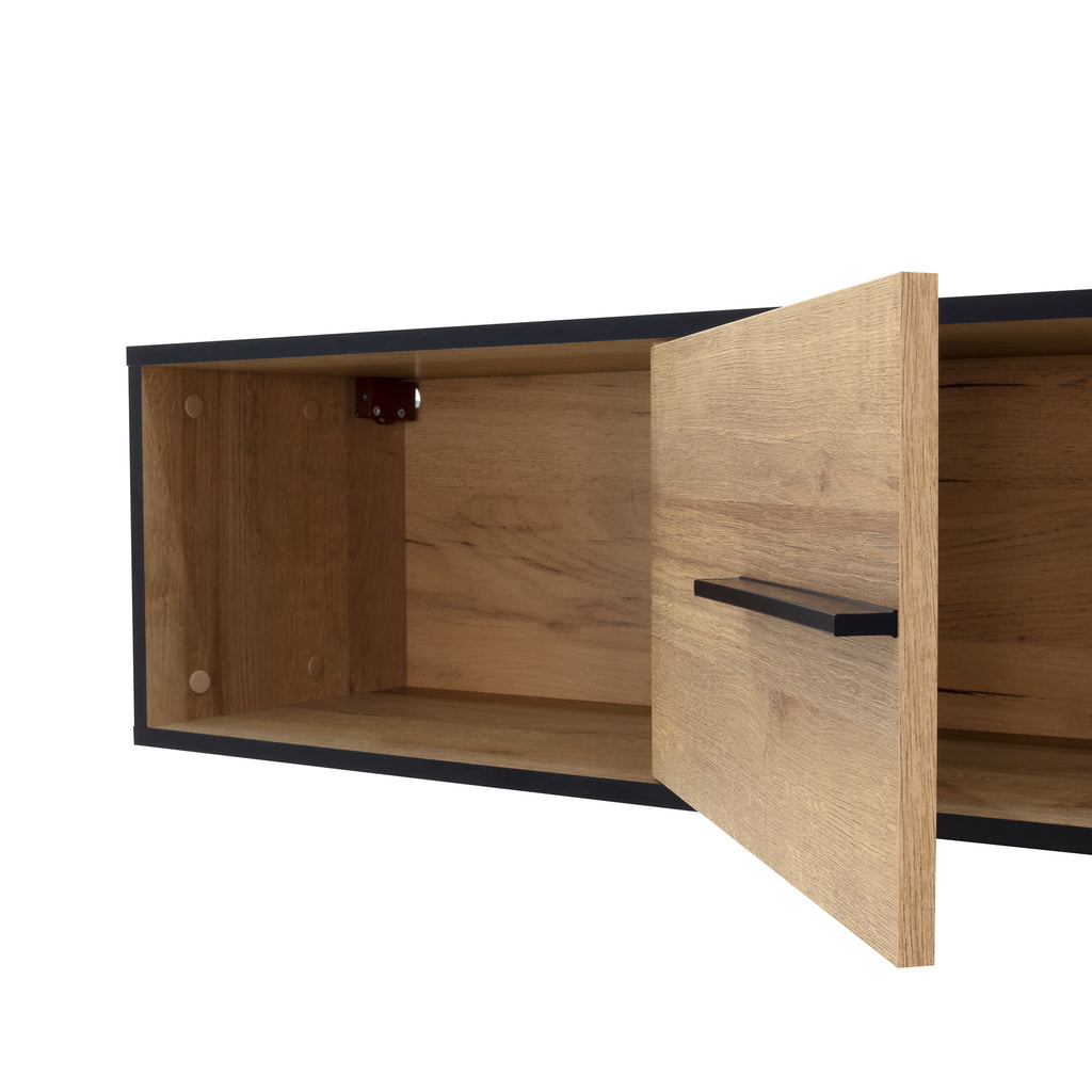 REIMS - Prateleira em Carvalho ou Nogueira com Estrutura Preta | W1