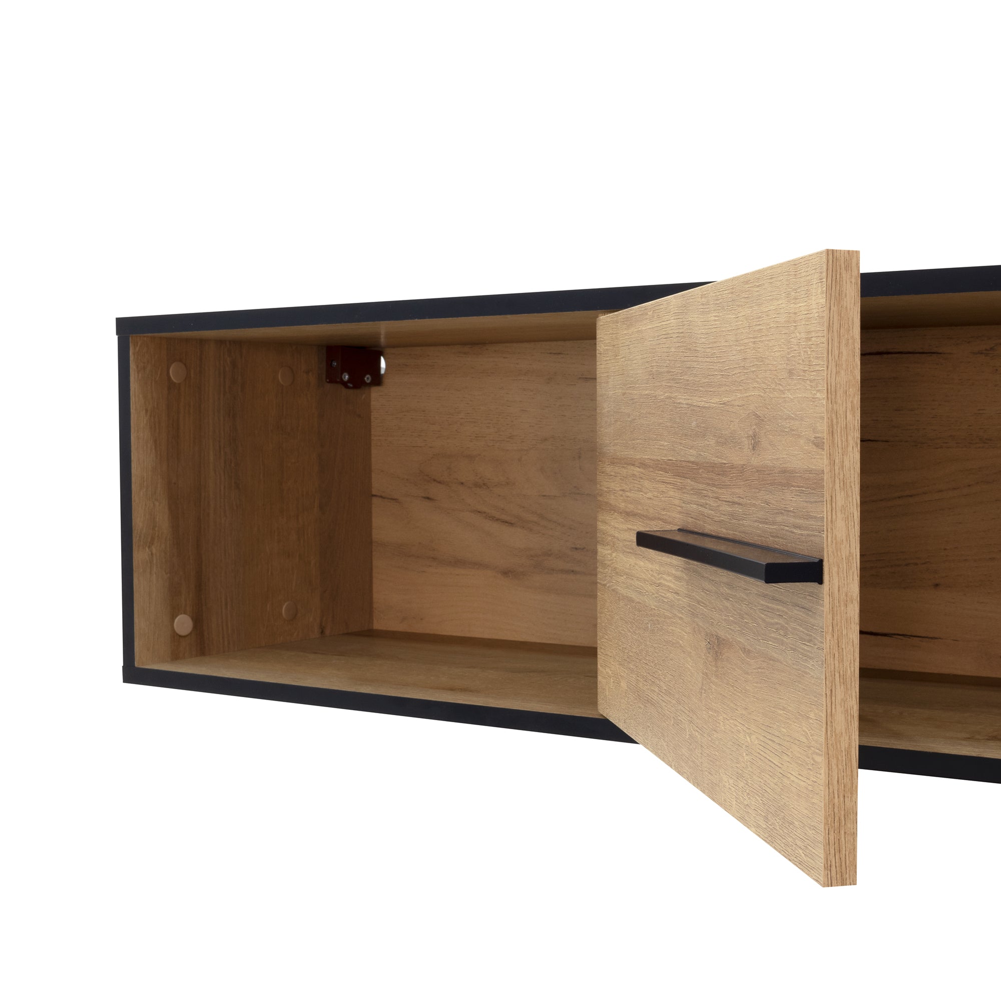 REIMS - Prateleira em Carvalho ou Nogueira com Estrutura Preta | W1