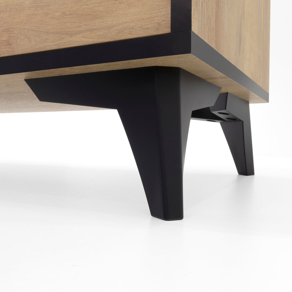 REIMS – Móvel TV em Carvalho ou Nogueira com Estrutura Preta | RTV2D1S, RTV2D2S