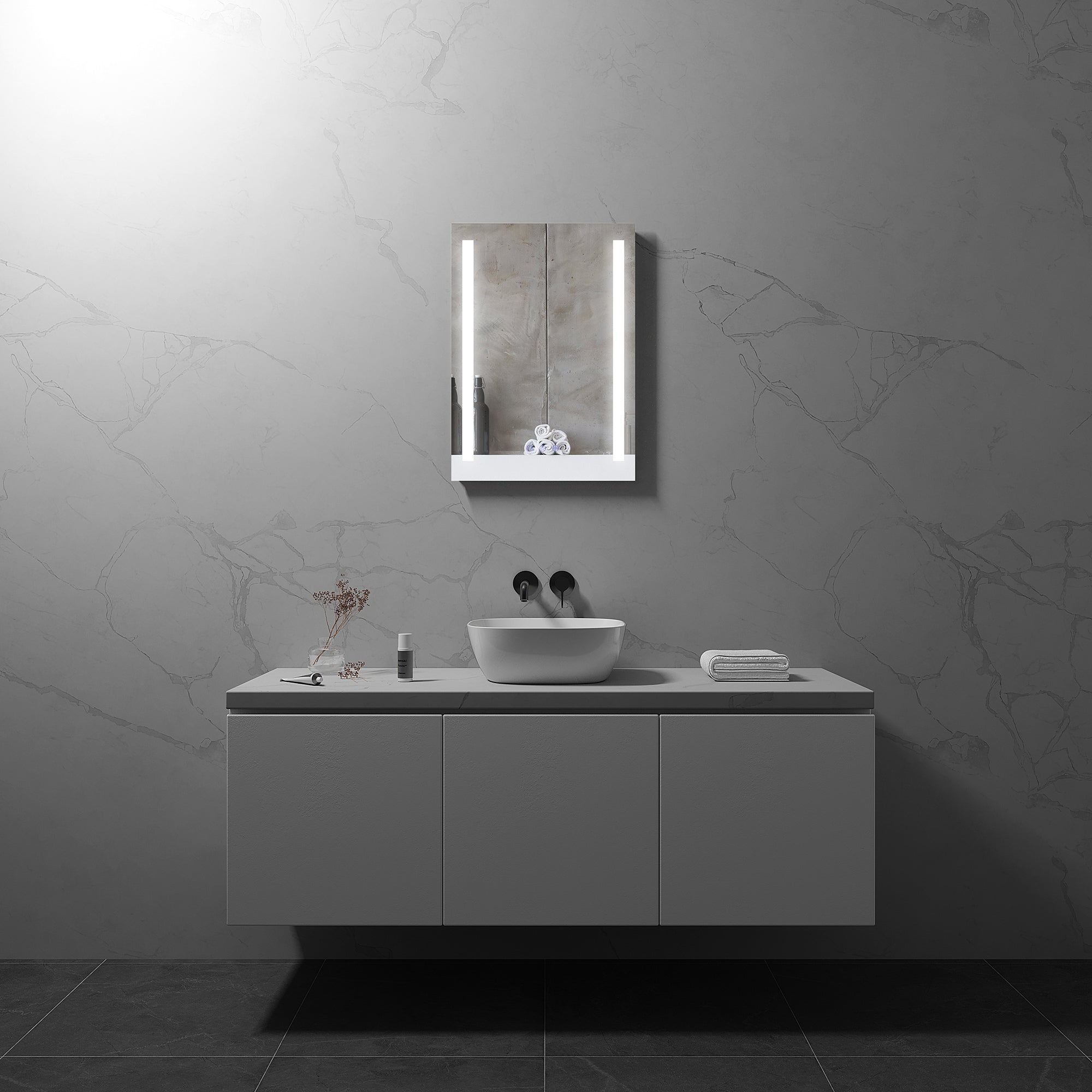 BEAM - Espelho de Casa de Banho Retangular com 2 Tiras de Luz LED