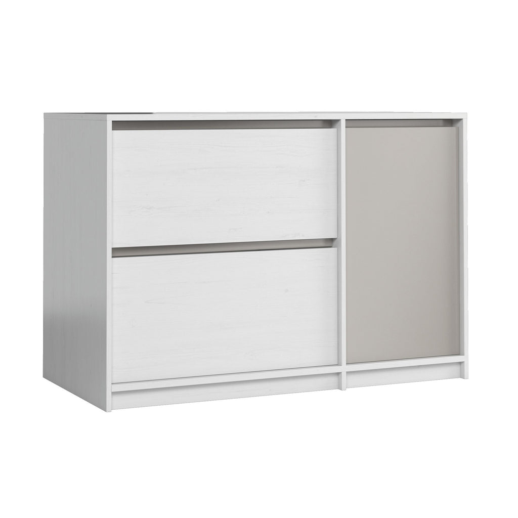 LEON – Cómoda Branca e Cinzenta | 1 Gaveta | K1D