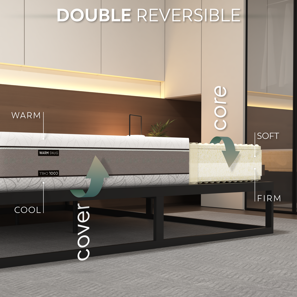 KAERU Colchão de Espuma Reversível 4 em 1 | Dupla Firmeza e Temperatura (Quente/Frio)