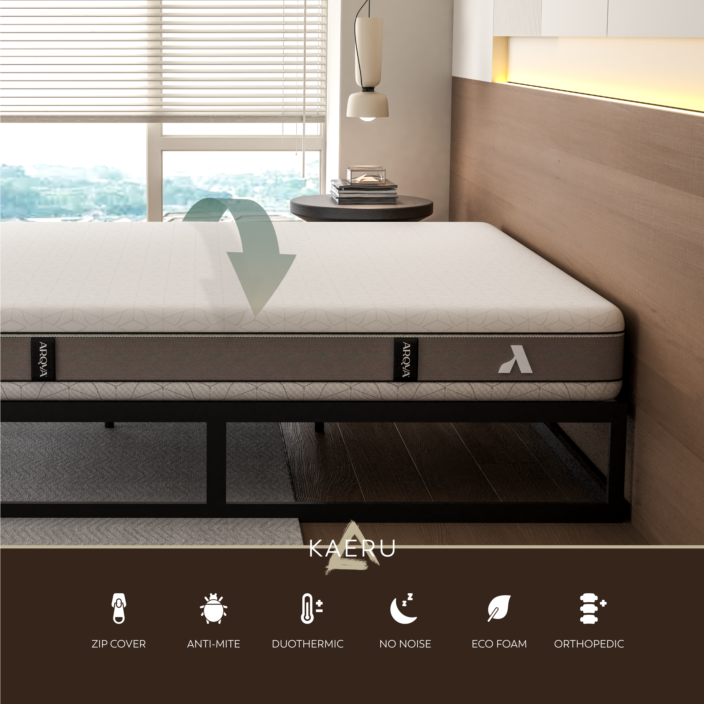 KAERU Colchão de Espuma Reversível 4 em 1 | Dupla Firmeza e Temperatura (Quente/Frio)