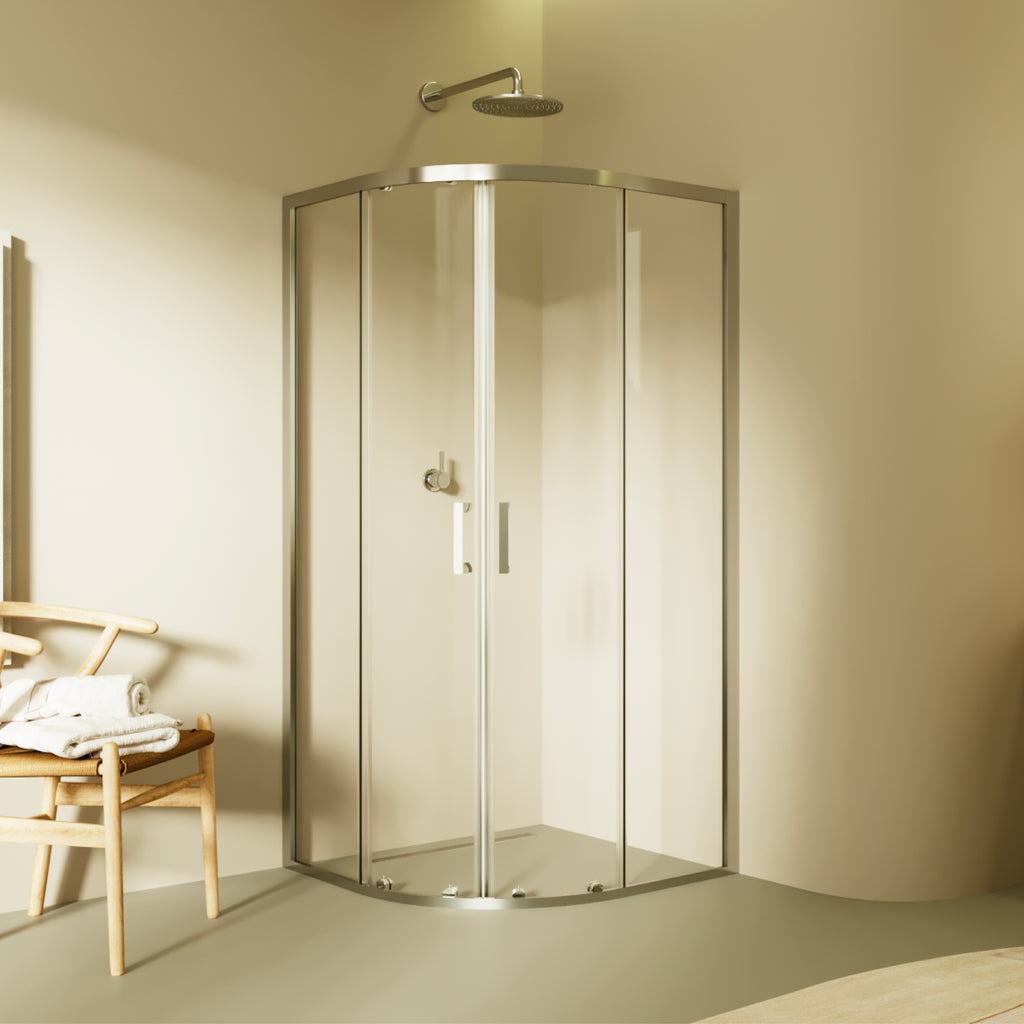 ELLA - Cabine de duche de quadrante em vidro transparente , portas deslizantes e perfis em aluminio