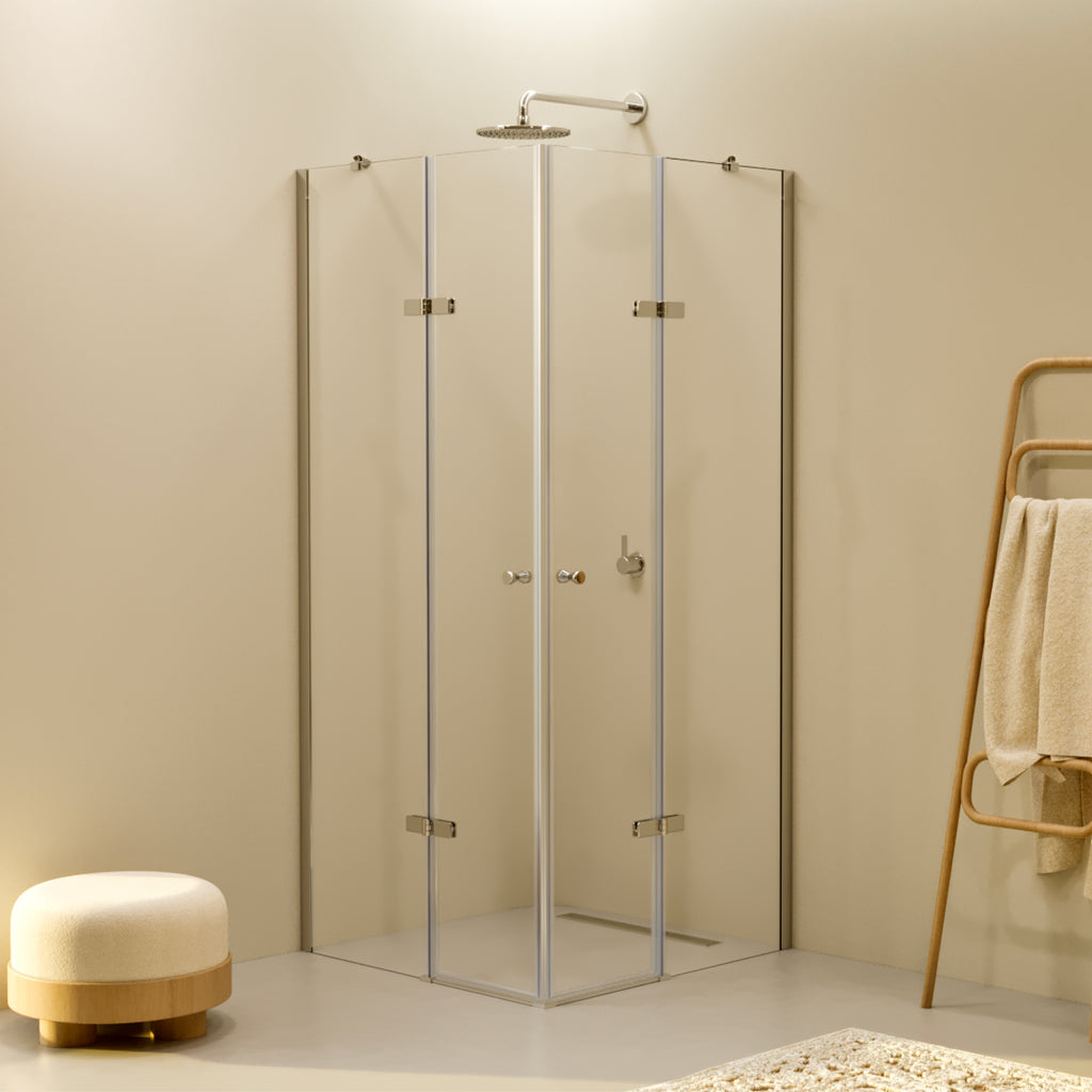 ALICE - Cabine de duche com portas articuladas em vidro temperado meio fosco