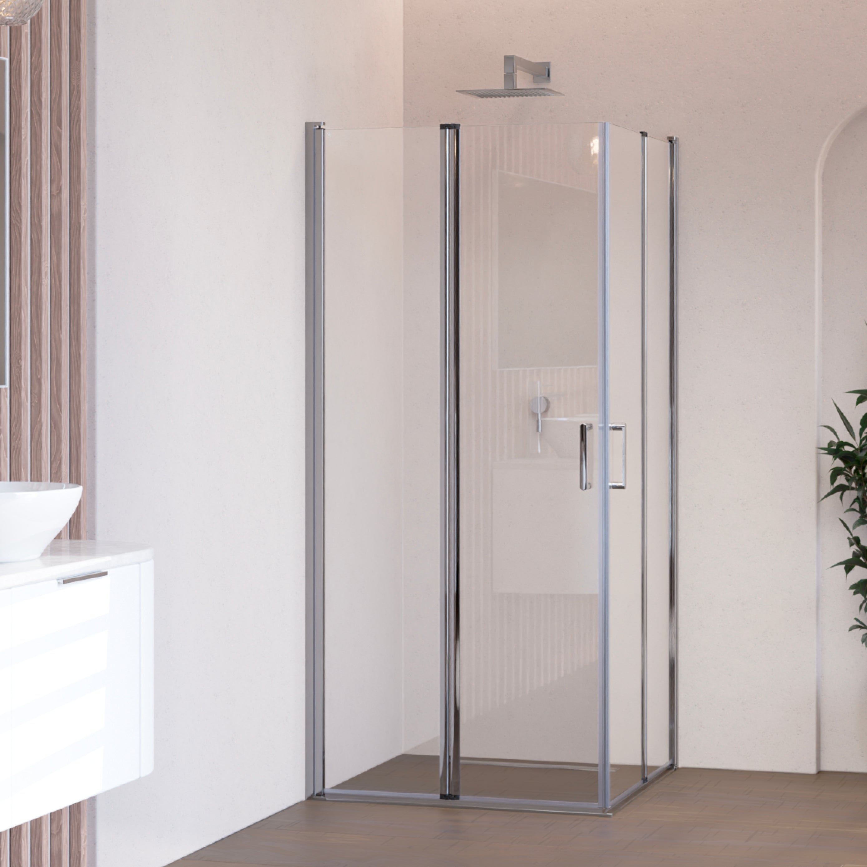 ALINA - Cabine de duche de entrada de canto com portas dobráveis em vidro temperado