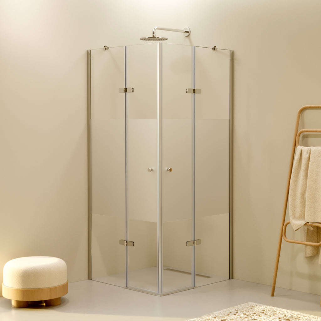 ALICE - Cabine de duche com portas articuladas em vidro temperado meio fosco