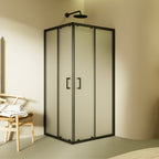 DIANA - Cabine de duche de entrada de canto com portas de correr em vidro fosco temperado