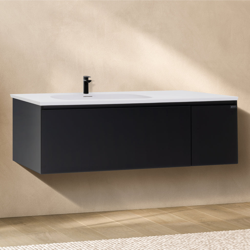 Dafne – Móvel de Lavatório Suspenso 120 cm em Preto Mate com Soft-Close