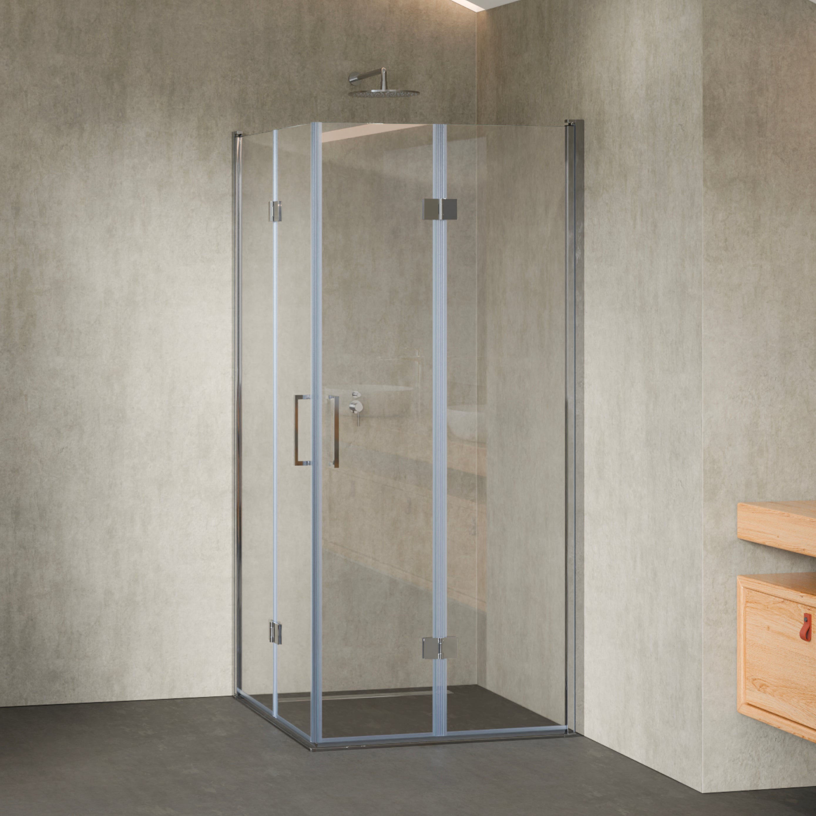 BELLE - Cabine de duche de entrada de canto com portas dobráveis em vidro temperado