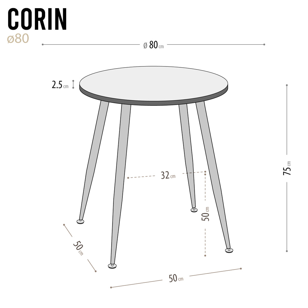CORIN - Mesa de jantar com tampo de melamina