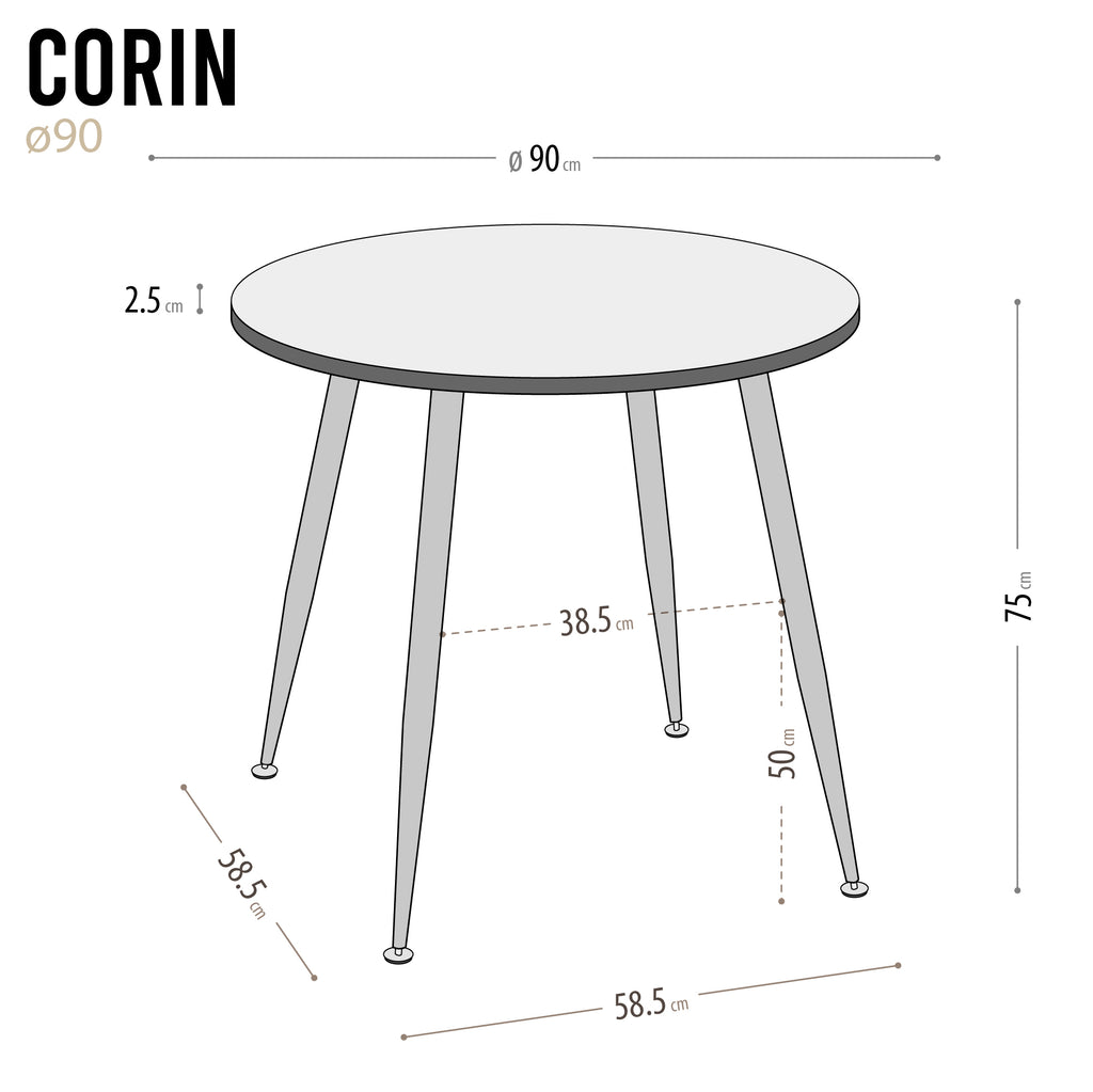 CORIN - Mesa de jantar com tampo de melamina