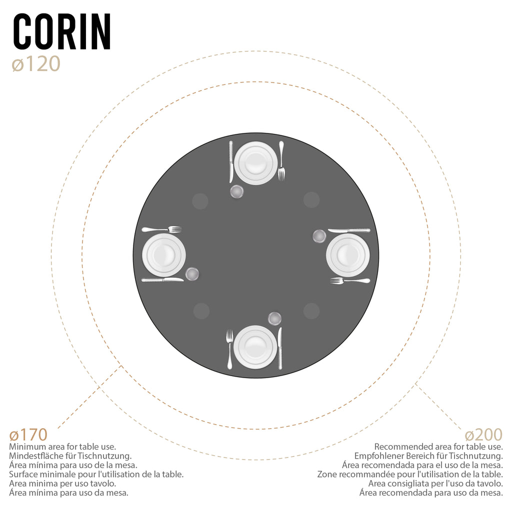 CORIN - Mesa de jantar com tampo de vidro