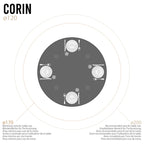 CORIN - Mesa de jantar com tampo de vidro