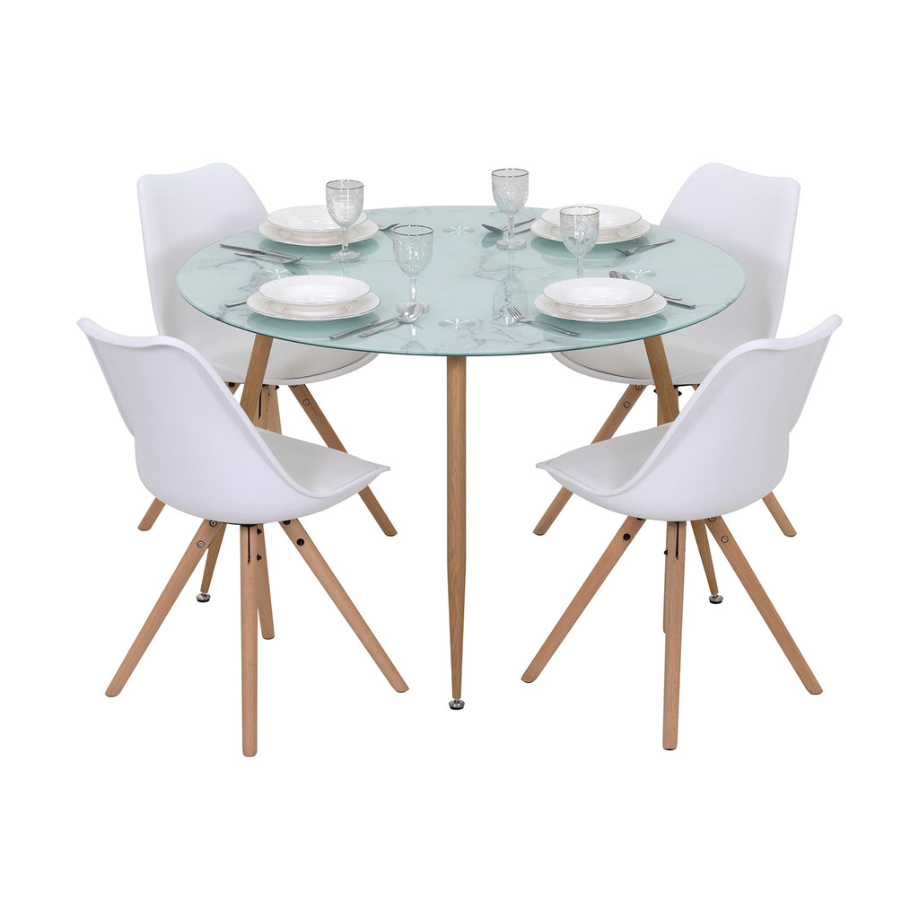 CORIN - Mesa de jantar com tampo de vidro