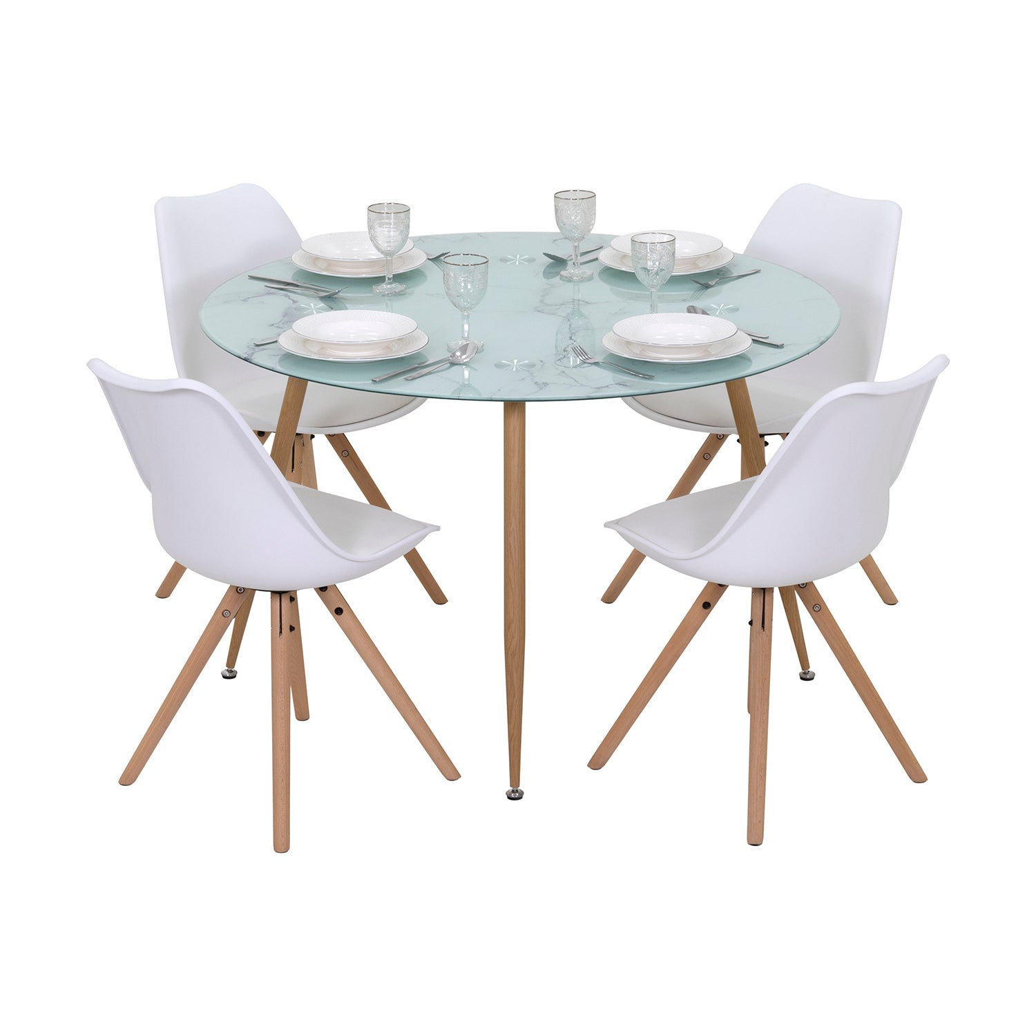 CORIN - Mesa de jantar com tampo de vidro