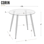 CORIN - Mesa de jantar com tampo de vidro