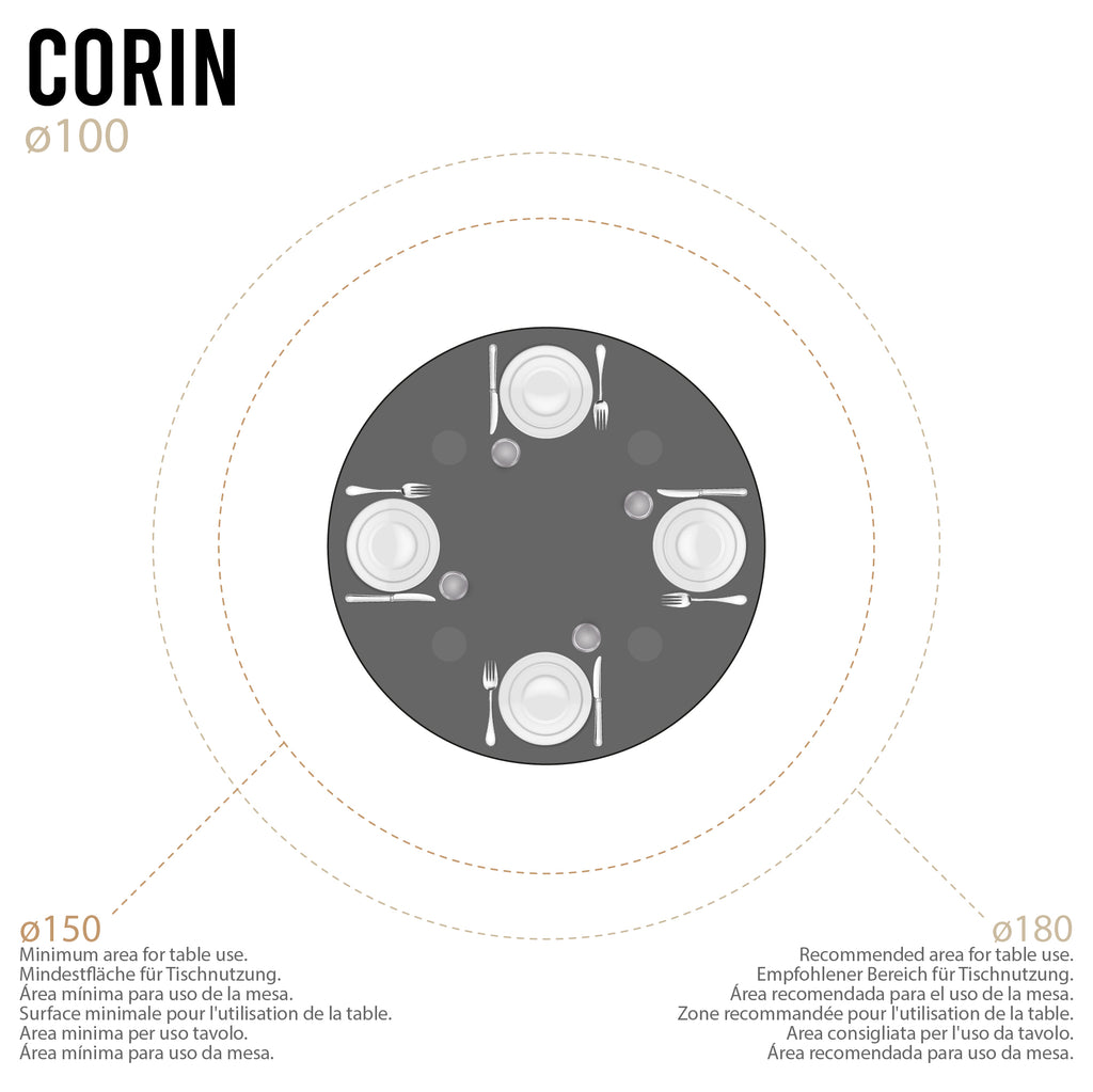 CORIN - Mesa de jantar com tampo de vidro
