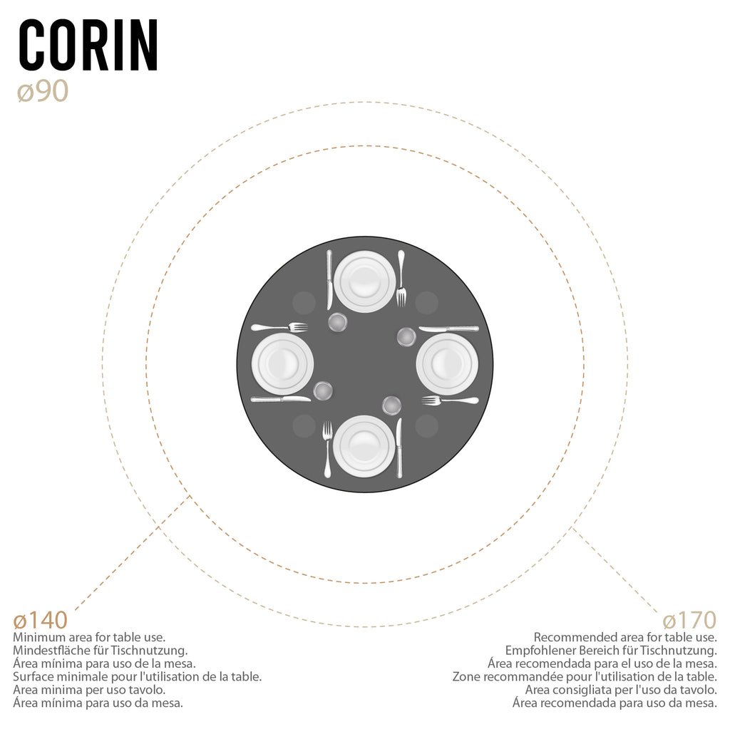 CORIN - Mesa de jantar com tampo de vidro