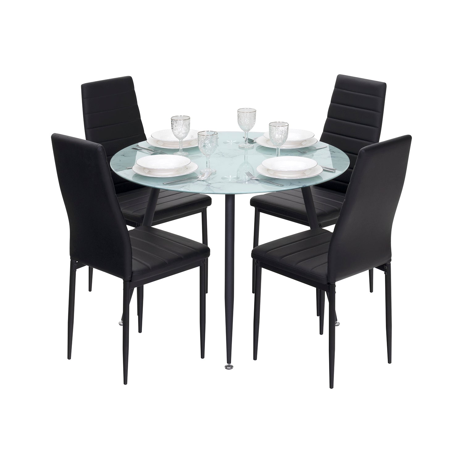 CORIN - Mesa de jantar com tampo de vidro