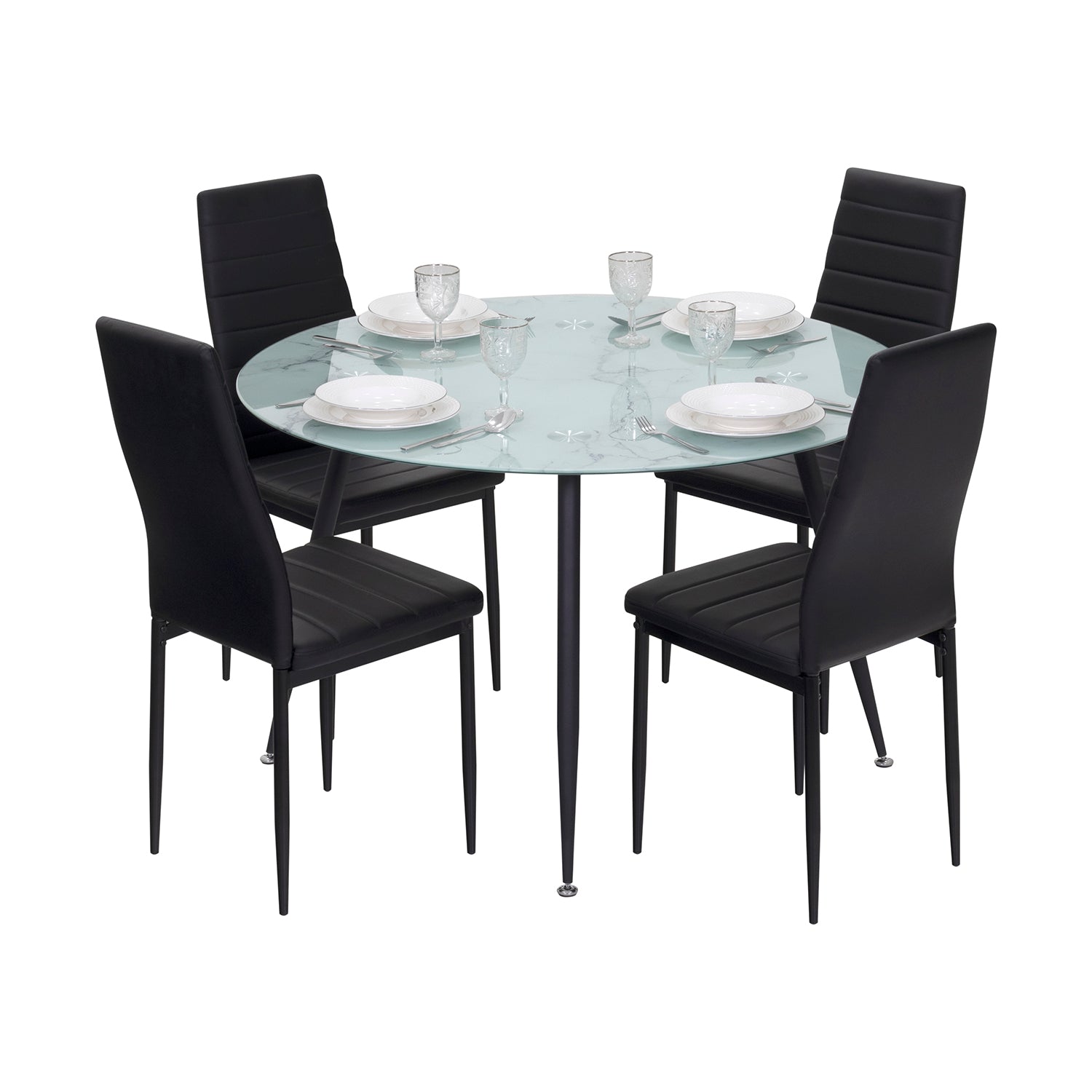 CORIN - Mesa de jantar com tampo de vidro