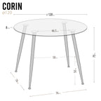 CORIN - Mesa de jantar com tampo de vidro