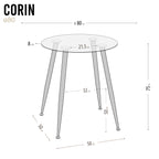 CORIN - Mesa de jantar com tampo de vidro