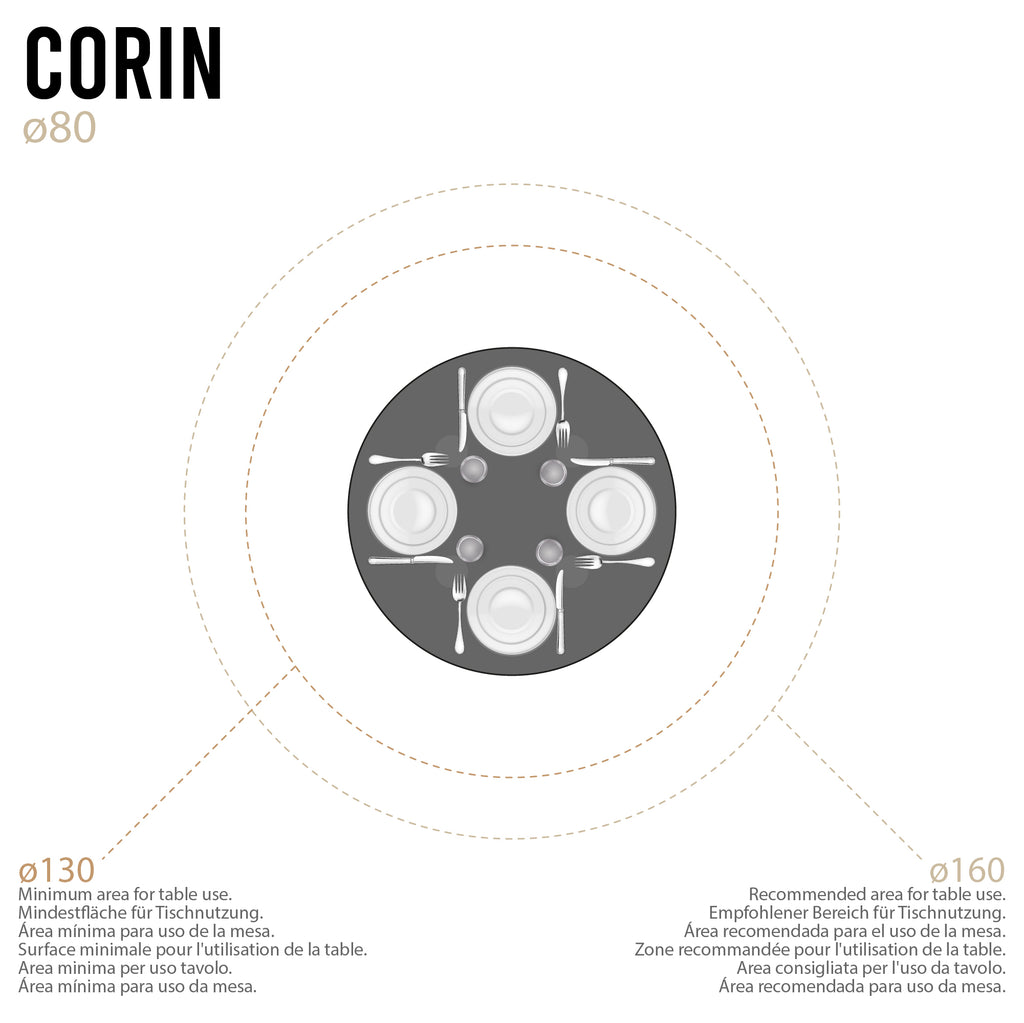 CORIN - Mesa de jantar com tampo de vidro