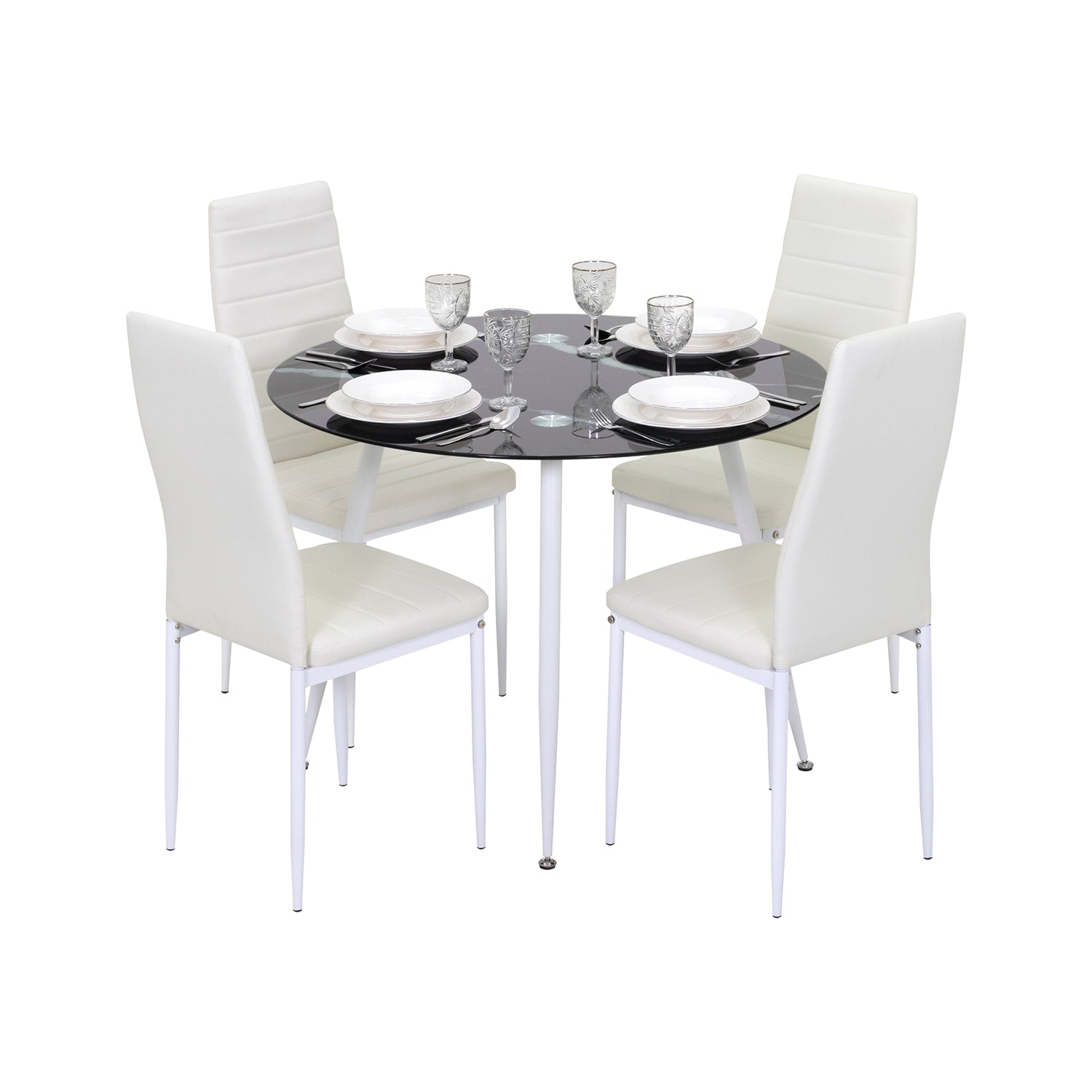 CORIN - Mesa de jantar com tampo de vidro