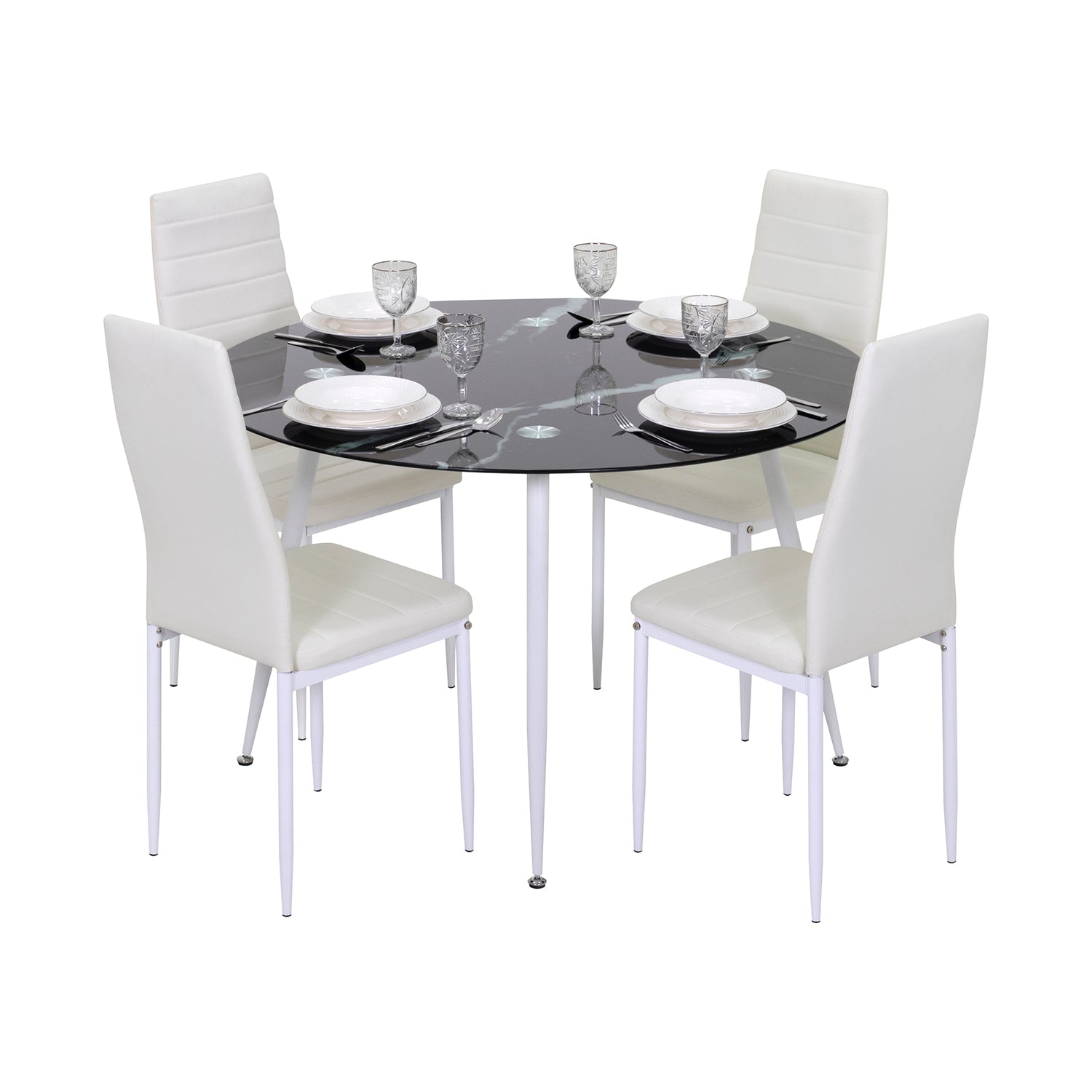 CORIN - Mesa de jantar com tampo de vidro