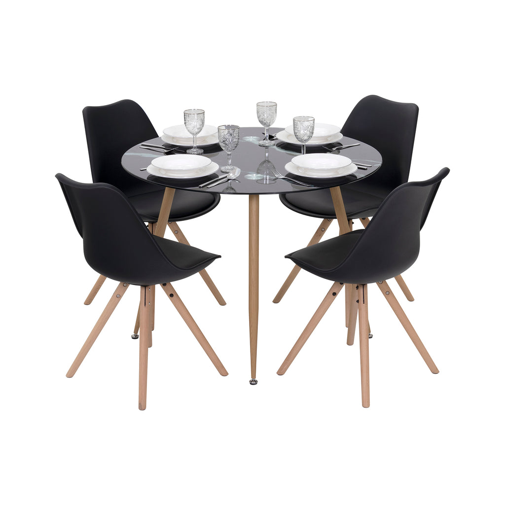 CORIN - Mesa de jantar com tampo de vidro