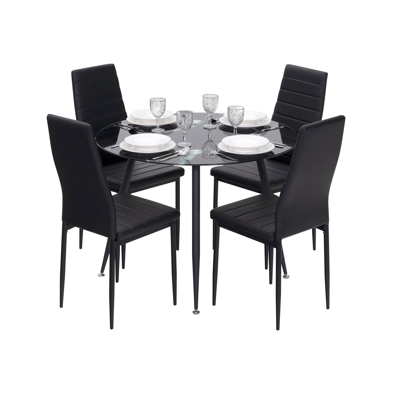 CORIN - Mesa de jantar com tampo de vidro