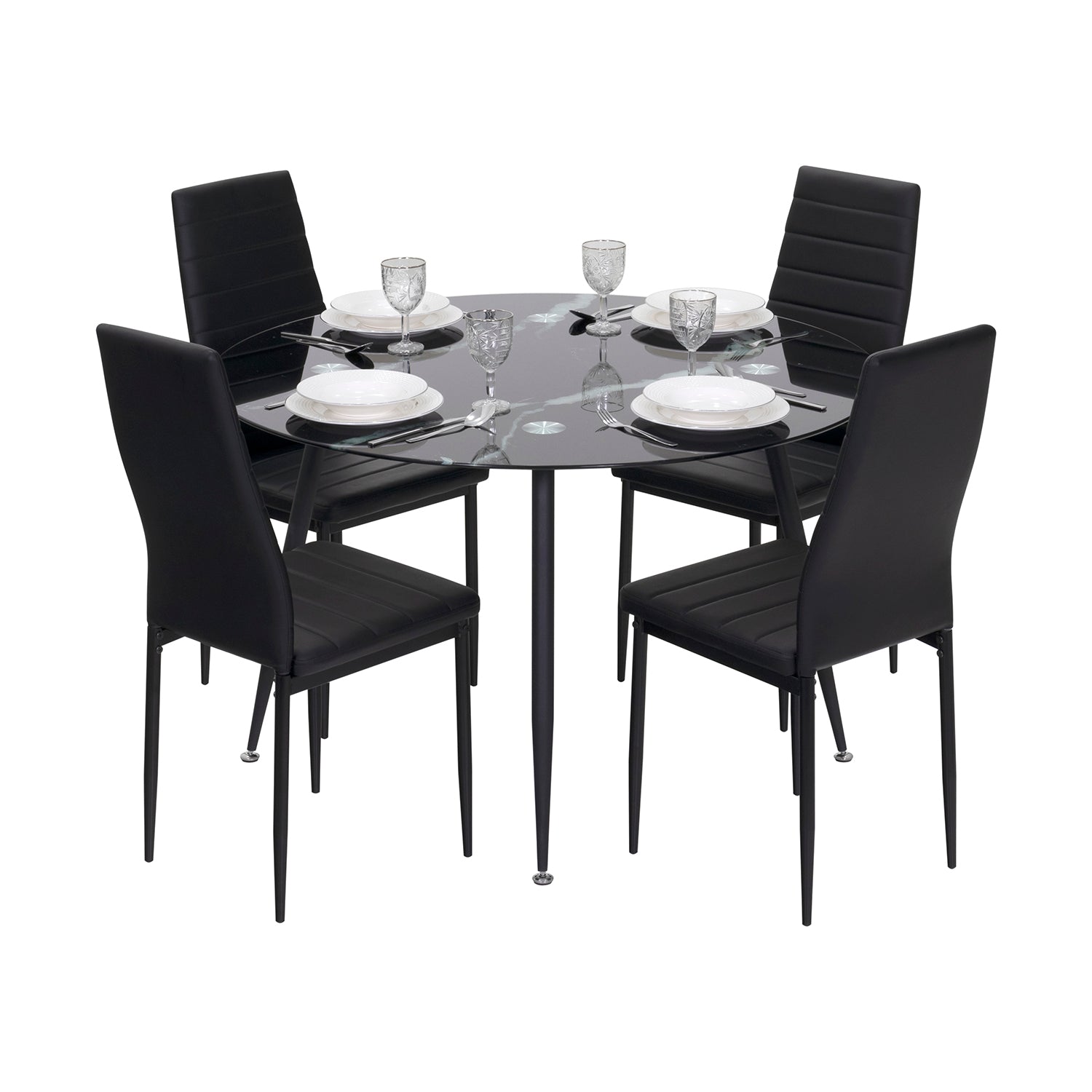 CORIN - Mesa de jantar com tampo de vidro