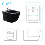 CUBE - Bidé branco suspenso inclui torneira misturadora