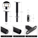 Pé Metálico em T Regulável 18,5–32,5 cm para Móveis e Estrados, até 180 kg, Preto