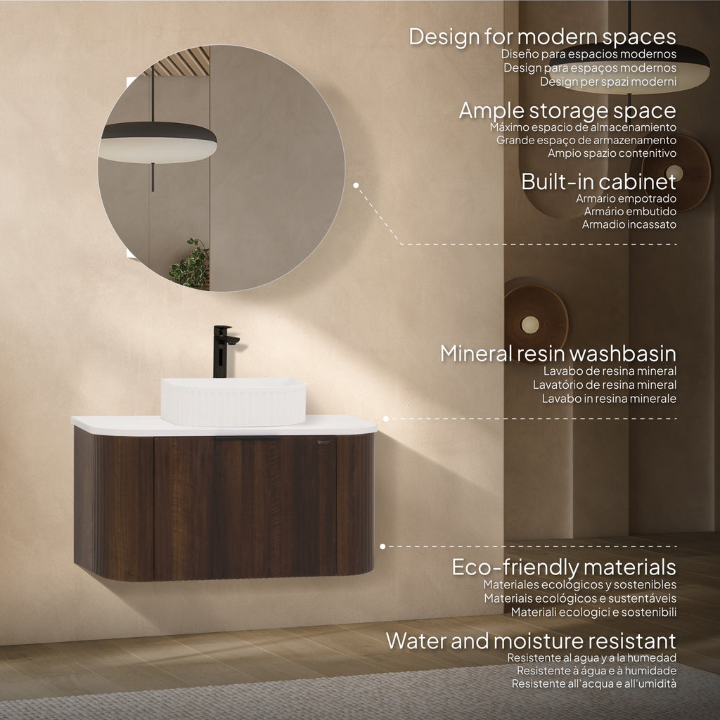 Maia - Conjunto de Casa de Banho Suspenso - Disponível em 90 cm - Várias Cores