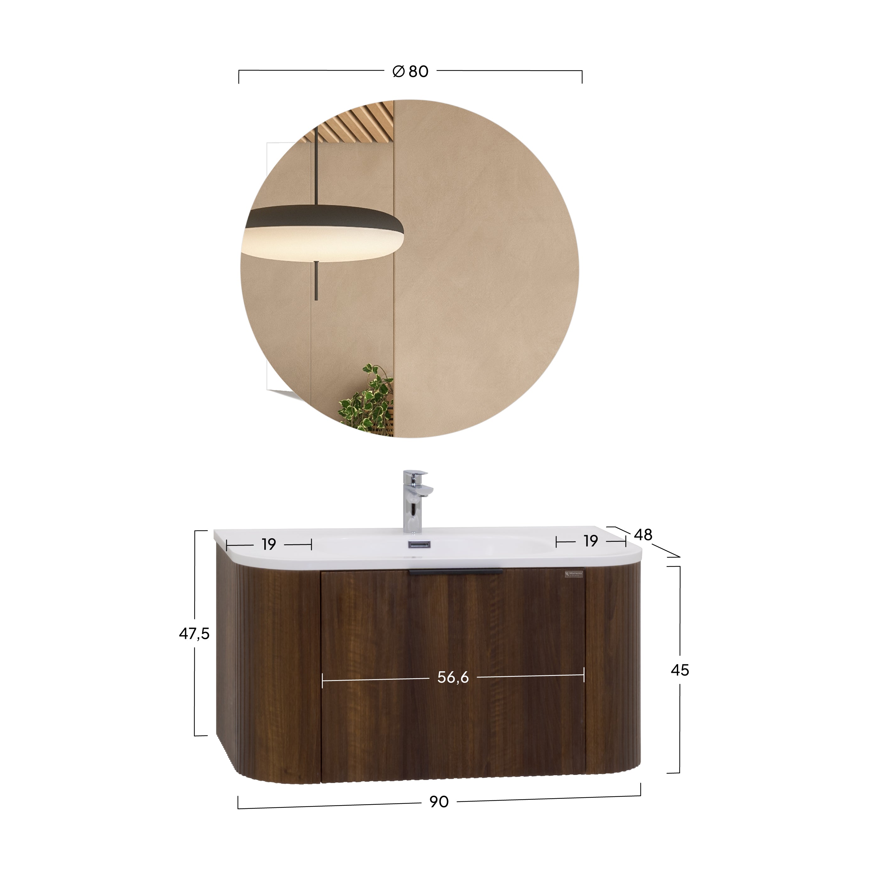 Maia Plus - Conjunto de Casa de Banho Suspenso - Disponível em 90 cm - Várias Cores