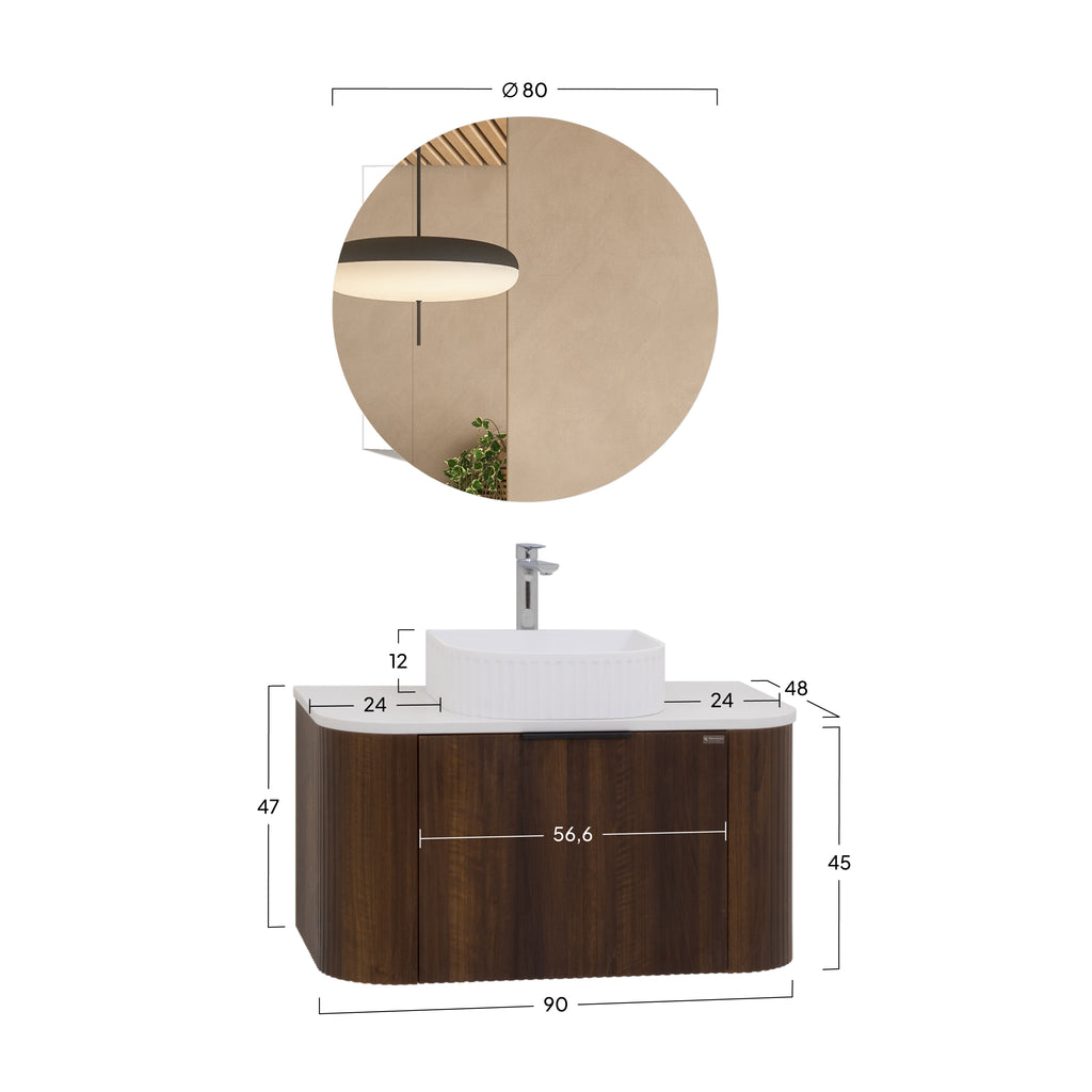 Maia - Conjunto de Casa de Banho Suspenso - Disponível em 90 cm - Várias Cores