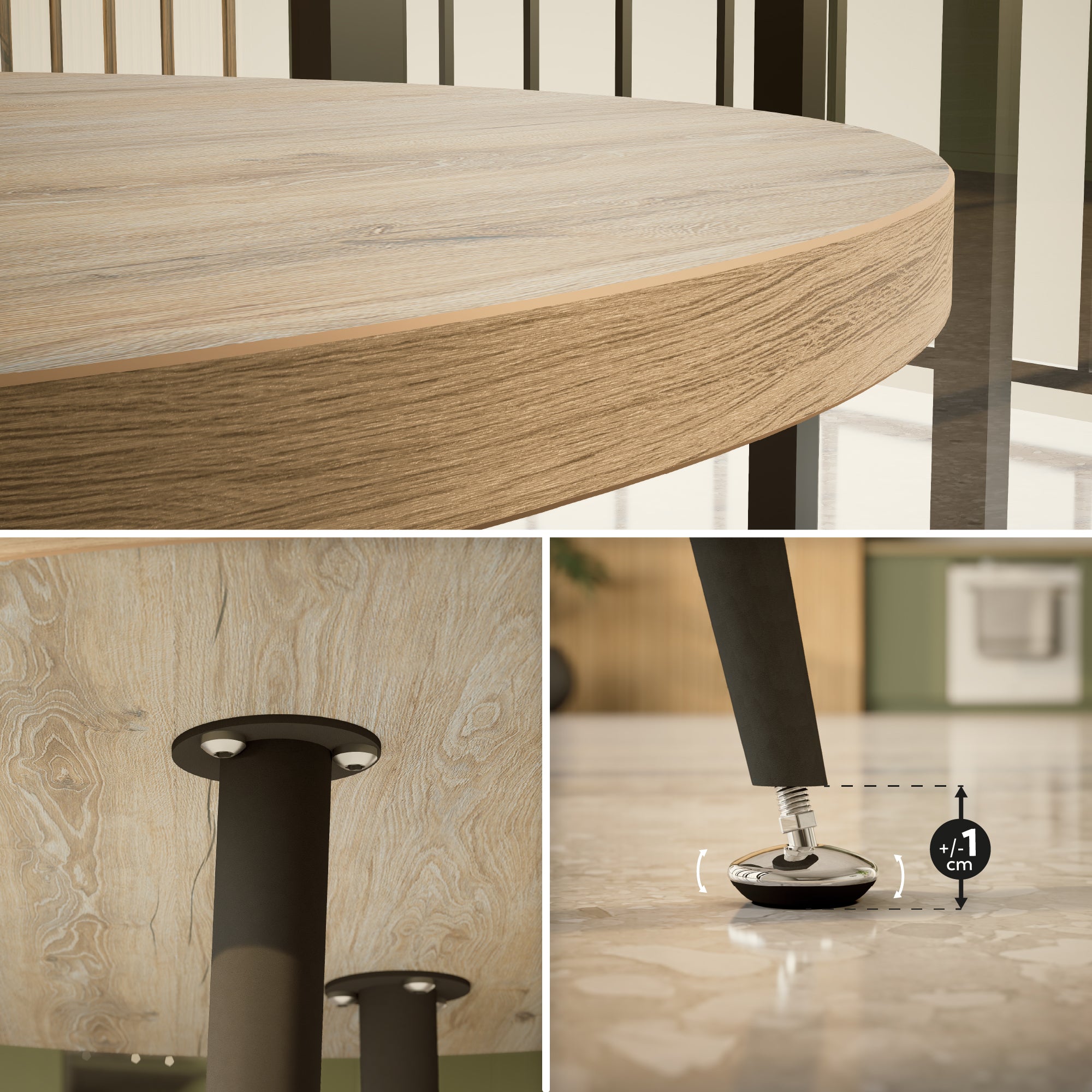 CORIN - Mesa de jantar com tampo de melamina