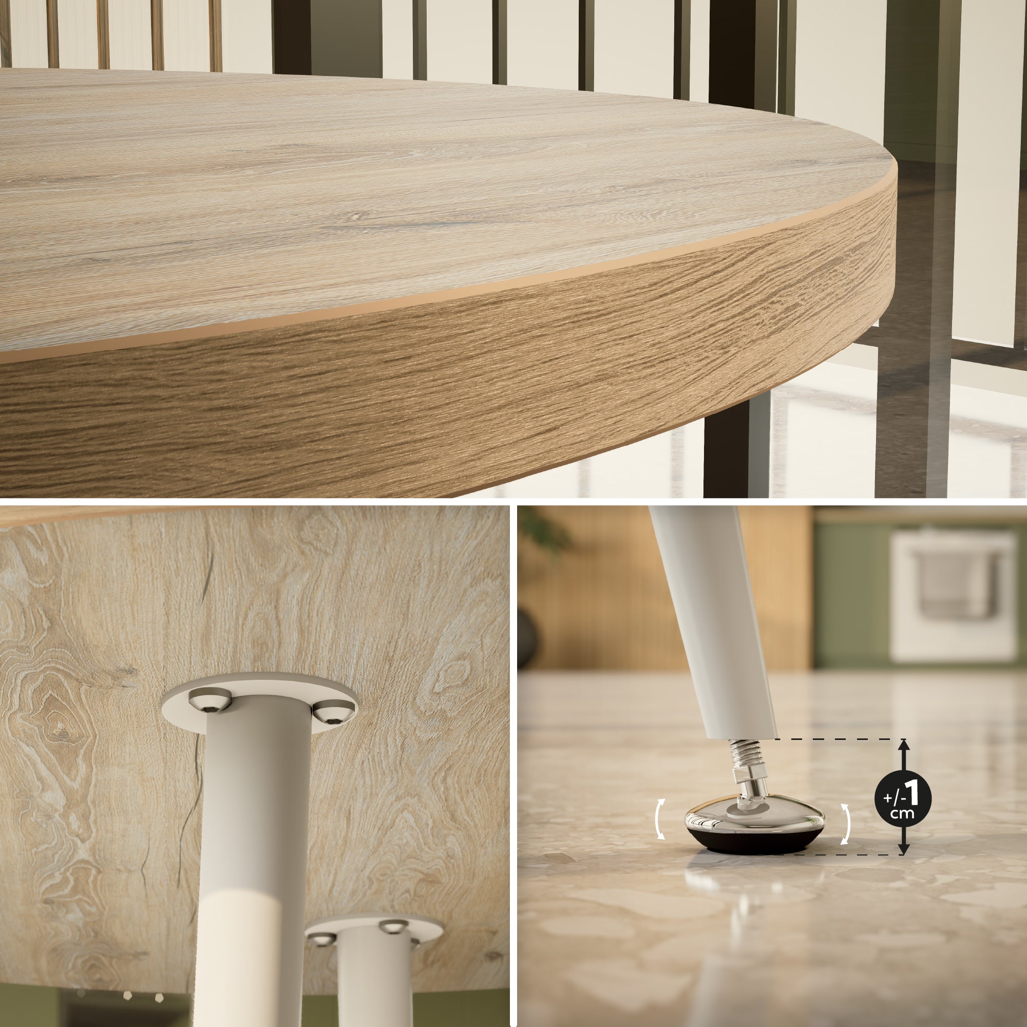 CORIN - Mesa de jantar com tampo de melamina