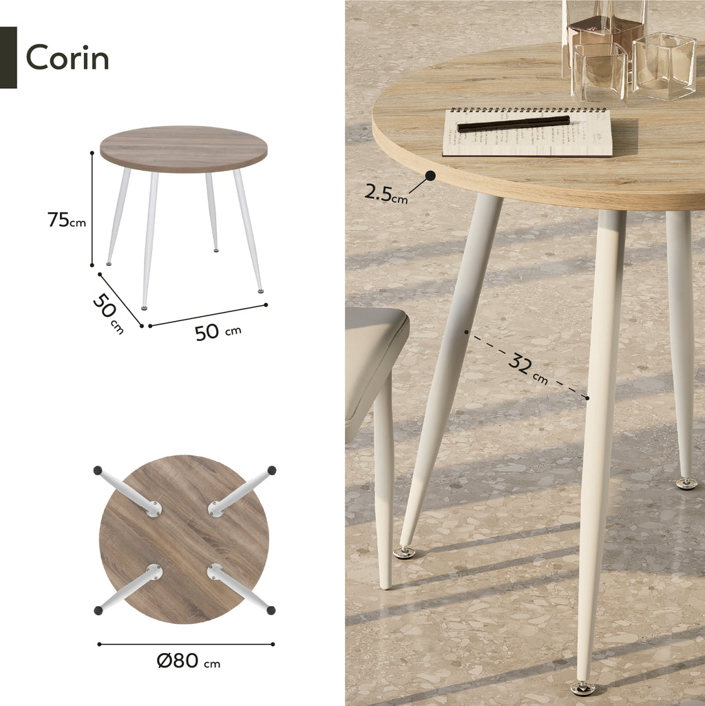 CORIN - Mesa de jantar com tampo de melamina