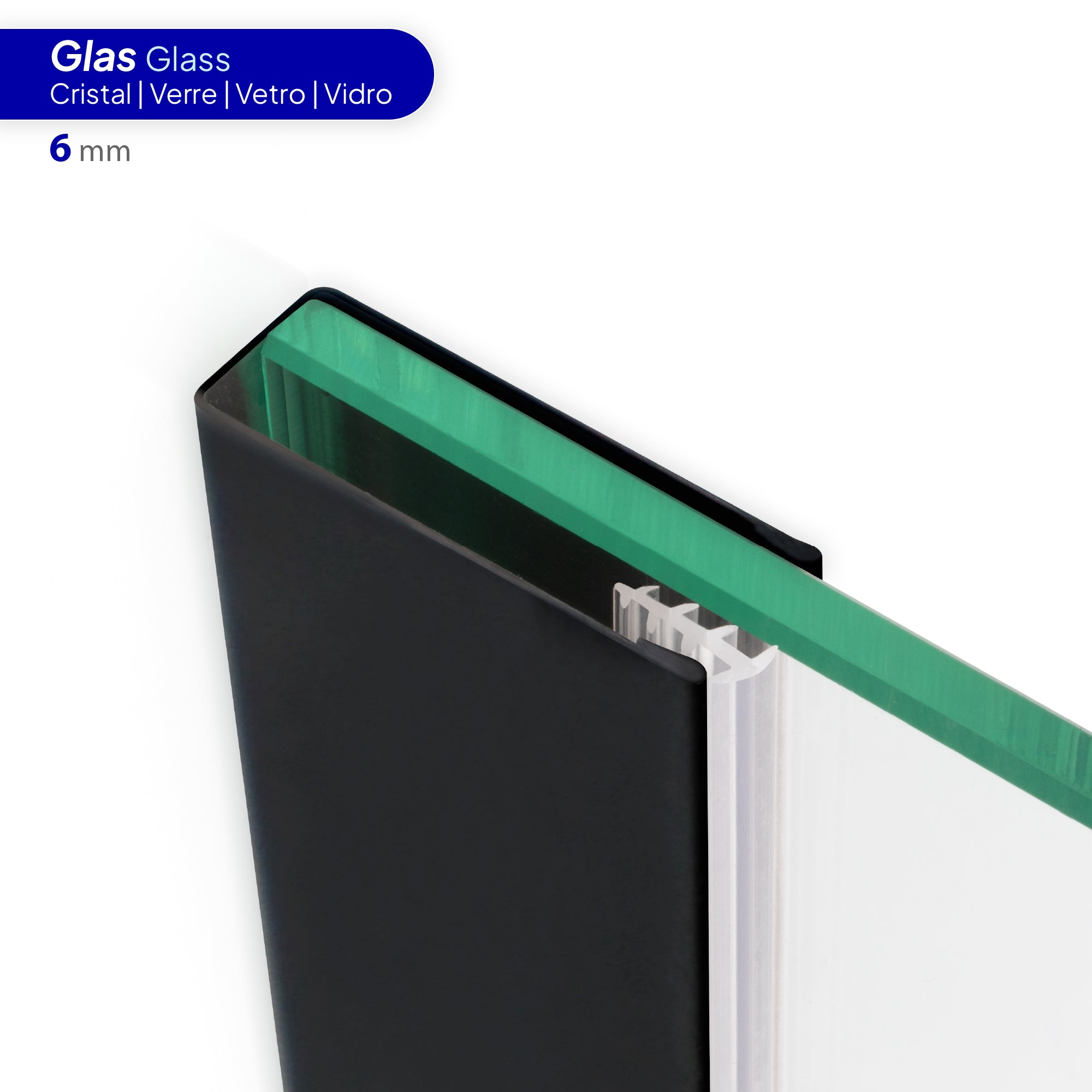 Perfil de compensação para painel de duche walk-in em aço inoxidável 304 preto mate