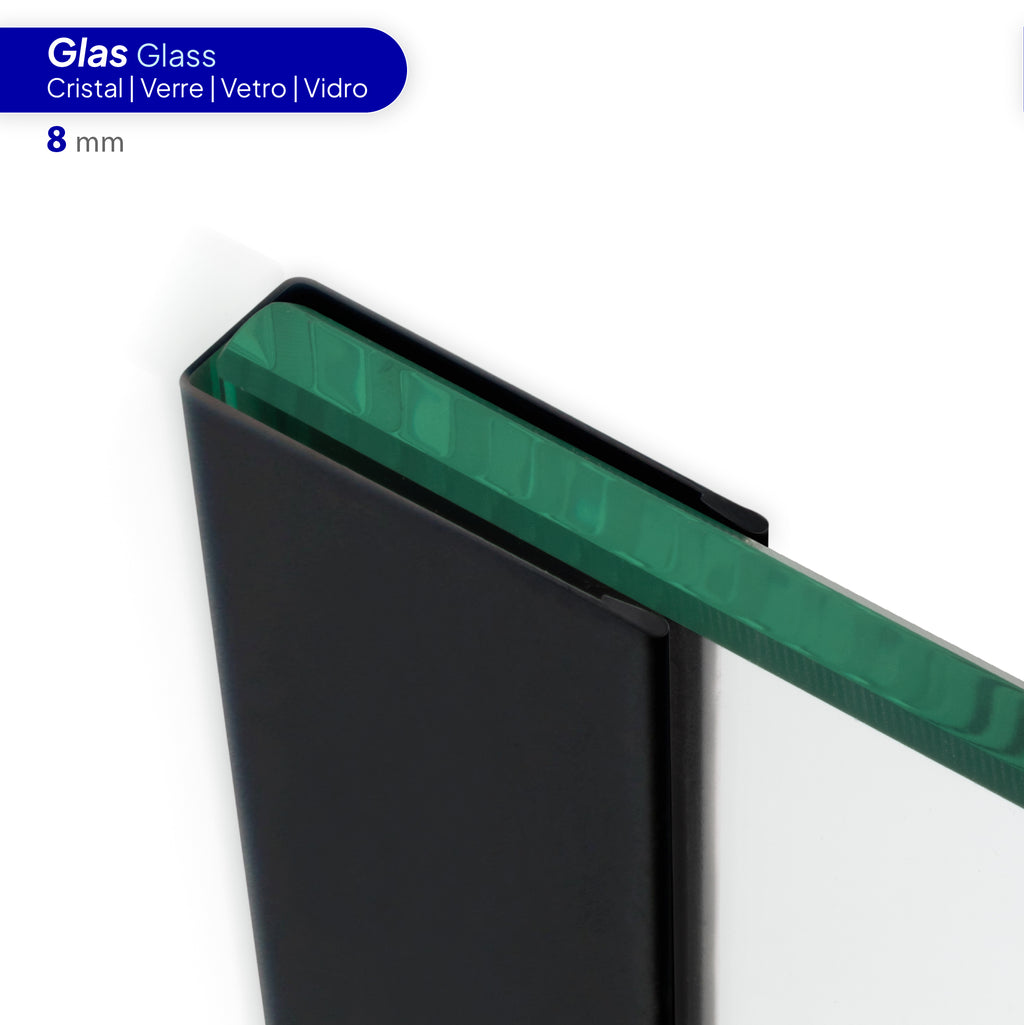 Perfil de compensação para painel de duche walk-in em aço inoxidável 304 preto mate