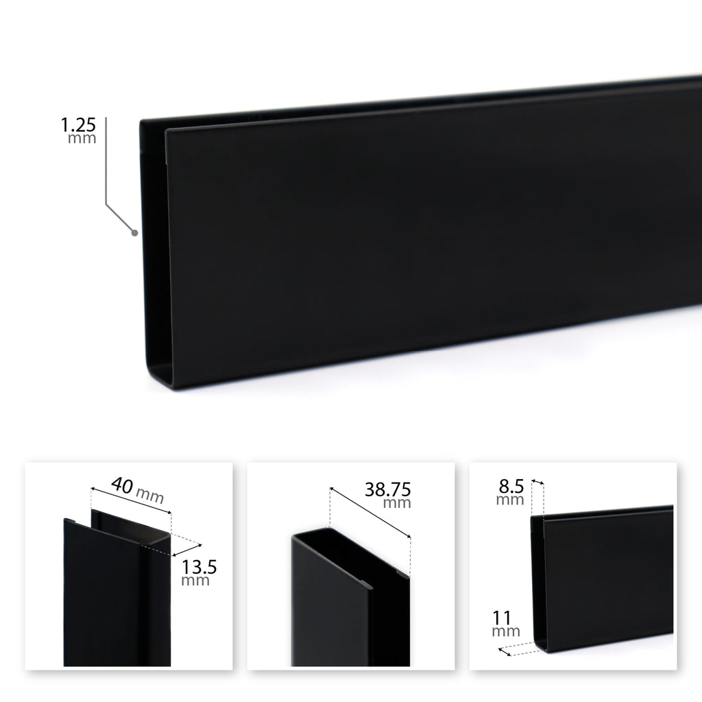 Perfil de compensação para painel de duche walk-in em aço inoxidável 304 preto mate