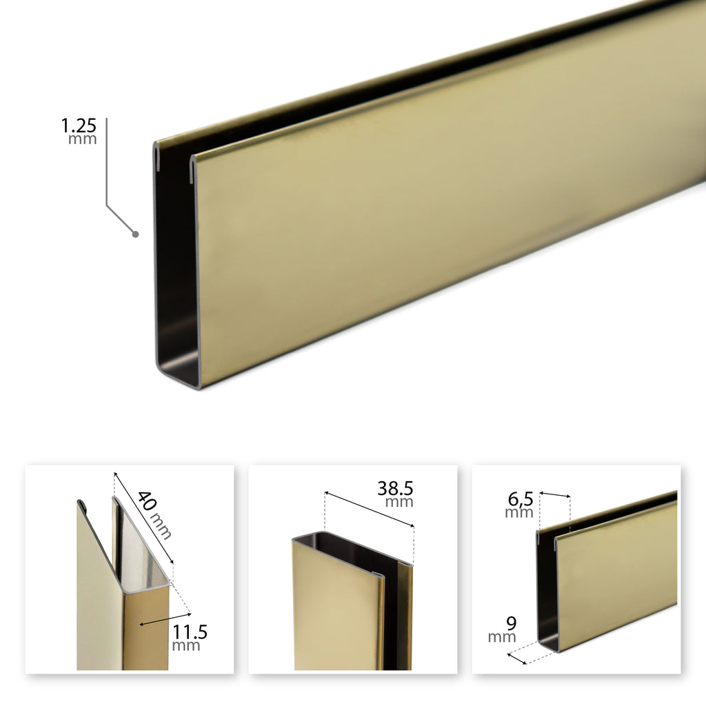 Perfil de compensação para painel de duche walk-in em aço inoxidável 304 preto mate